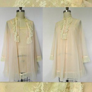 Vintage 60's 70's Edwardian Peignoir Set